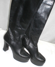 Plateaustiefel Sehr hoch Gr.40 vintage 90er Sexy Lederstiefel Schwarz Top Neuwtg