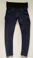 Damenhose stretch Leggings blau Bund schw. Zier-Reißverschlüsse Reiterhosenstil