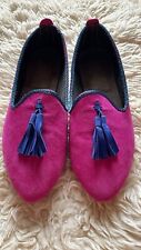 Tassel Loafer 39 39,5 40,0 Leder Slipper Leder Troddeln pink blau Neu leather