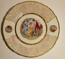 Teller mit Vergoldung und bedrucktem Dekor aus Tschechien Vintage