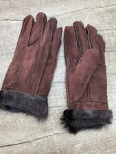 Damen Wildleder Handschuh Fingerhandschuhe, braun, gebraucht