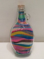 Schöne bunte dekorative Sandflasche im Fläschchen Sand Deko Höhe ca 17,5 cm vint
