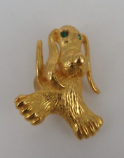 Neugablonz: Brosche Hund - Basset Hound Swarovski Elements um 1960 (35928)