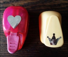 2 St. Papier Stanzwerkzeug Paper Puncher Herz + Krone Scrapbook Gütermann Locher