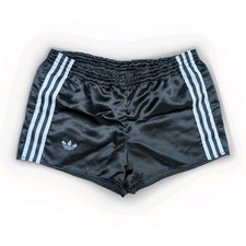ADIDAS Glanz Nylon Shorts schwarz Sprinter Vintage Fußball Torwart Sport Running