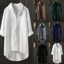 Damen Langarm Longbluse Bluse