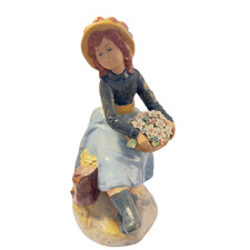 Nadal Spain Keramik Figur Mädchen / sitzende Frau Blumenkorb Blumenmädchen 28 cm