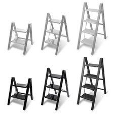 Trittleiter Aluminium Belastbar 150kg Klapptrittleiter Schwarz/weiß 2/3/4 Stufen