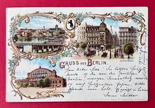 Litho AK BERLIN 1897 Anhalter Bahnhof und am Café Bauer     ( 167362