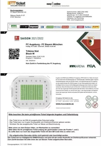 Sammler ticket augsburg - fc,