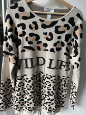 Damen-Langarm-Pulli mit Animalprint, Größe 38, NEU