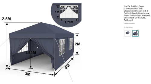 3x6m partyzelt pavillon mit 6 - partyzelt,,