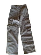 Pull & Bear Cordhose Damen 34 Grau Wide Leg 