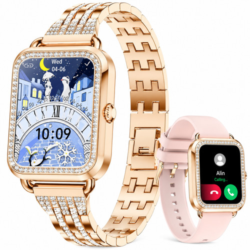 Smartwatch damen gold eckig - smartwatch,