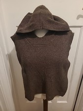 Damen Poncho braun wollig mit