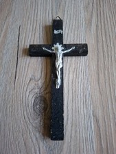 Altes Kruzefix Kreuz Holzkreuz Metalljesus  INRI Religion