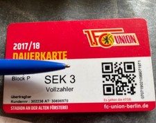 Fußball, Sammler-Ticket, 1. FC Union Berlin, Dauerkarte 2017/18