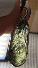 Moldavit Tektit Anhänger / 925er Silber / Edelstein Mineralien Schmuck Kette