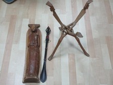 Afrikanische Holz Kunst, Madonna, Schuhlöffel mit Figur, Dreibein Halter  VV281