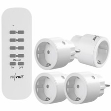 revolt 4er-Set Mini-Funksteckdosen mit Fernbedienung, bis 2.300 Watt, 50 m
