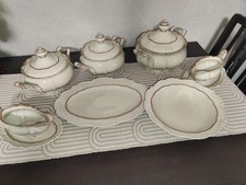Reichenbach Porzellan Service Wie Neu | Vintage Geschirr Set | Creme mit Goldran