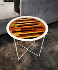 Beistelltisch / Tisch - Epoxidharz / Resin - Metall/Rund/Klappbar