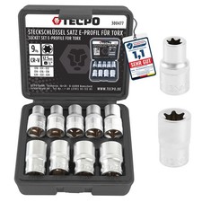 TECPO TORX STECKSCHLÜSSEL SATZ E10-E24 NÜSSE 1/2 ZOLL AUßENTORX NUSS STECKNÜSSE