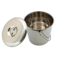 EDELSTAHL EIMER 12 LITER MIT MEHRZWECKDECKEL CHAMPAGNER ASCHE TIERE