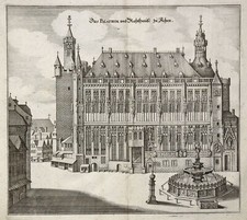 Aachen Rathaus Original Kupferstich Merian 1647