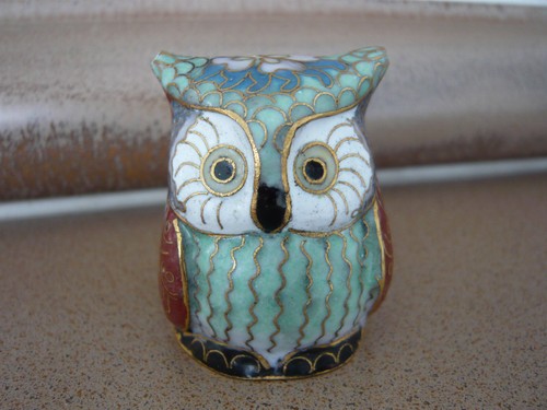 Cloisonne eule figur messing - figur,