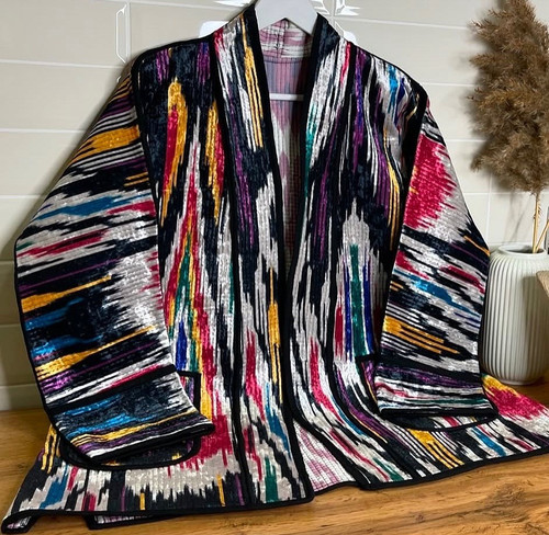 Usbekischer ikat chapan jacke - ikat,