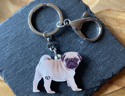 Schlüsselanhänger hund mops - schlüsselanhänger,