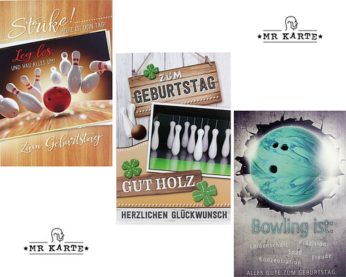 Geburtstagskarte bowling - geburtstagskarte,
