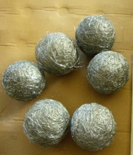 ⭐️ 6 Kugeln 8cm Baumschmuck Fensterdeko Wollknäuel silber Draht Christbaumkugeln