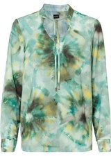 Bluse bedruckt Gr. 40 Grau/Graugrün/Limone Damen Langarmbluse Shirt Neu