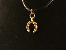 Hufeisen Anhänger mit Kette 24 Karat Vergoldet Glück Charm Gold Glücksbringer