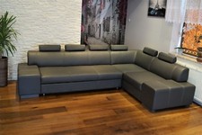 Dunkelgraues Echtleder Ecksofa