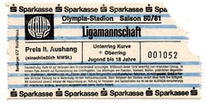 Ticket 2. BL Hertha BSC Berlin - OSV Hannover 1980/81