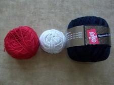3 x Baumwollgarn schwarz rot weiß Häkelgarn Strickgarn