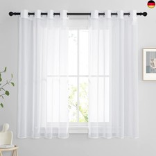 PONY DANCE Kurzgardinen mit Ösen Wohnzimmer Vorhang Weiß Transparent 2er Set H 1