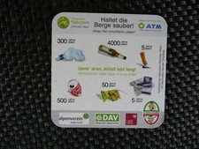 1 Bierdeckel vom Hochgebirgs-Naturpark Zillertaler Alpen, Österreich.