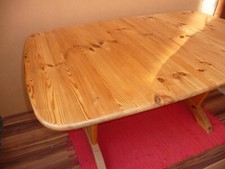 Esszimmertisch 150 cm x 95 cm mit Einlegeplatte 50 cm x 95 cm. Massivholz: Kiefe