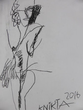 NIKITA KNIKTA Expressionismus Kunst Porträt Erotik Malerei Akt stehend (483)