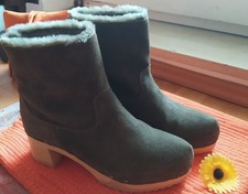 Olivgrün Winter Leder Stiefel