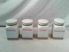 Keramik Gewürzdosen beschriftet,Curry,Pfeffer,Paprika+Kräuter,luftdicht,H10x5,5