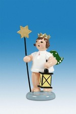 Engelfigur Engel mit Stern und Lampe mit Krone Höhe ca 6 cm NEU Erzgebirge Holz