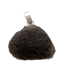 Rohstein-Anhänger Tektit Cintamani rauchbraun 2-2,5 cm mit Silberöse