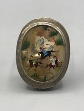 Persische Lupenmalerei Perlmutt Kleine Dose Miniatur Malerei Rarität Alt