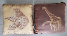 Dekokissen, 2 Stück, Braun/Gelb, Giraffen/Leopard, ca. 40 x 40 cm