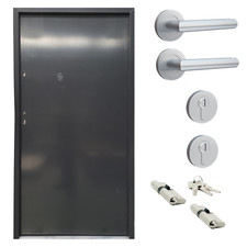 B-Ware Nebeneingangstür #OU05 Stahltür ATS56 mit Griffset  DIN Links 110x207 cm